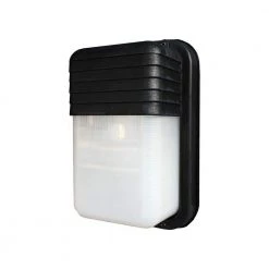 Mesa 10 in. 1-Light Black Rectangular Bulkhead Outdoor Wall Light with Ribbed Acrylic Shade by Bel Air Lighting