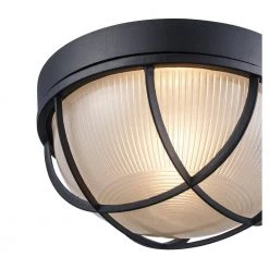 Aria 8 in. Black Round Bulkhead Outdoor Wall Light with Frosted Glass by Bel Air Lighting -GlowNest Shop black bel air lighting bulkhead lights 41505 bk 1f 1000