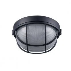 Aria 8 in. Black Round Bulkhead Outdoor Wall Light with Frosted Glass by Bel Air Lighting -GlowNest Shop black bel air lighting bulkhead lights 41505 bk 4f 1000