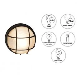 Aria 10 in. 1-Light Black Round Bulkhead Outdoor Wall Light with Frosted Glass by Bel Air Lighting -GlowNest Shop black bel air lighting bulkhead lights 41515 bk 40 1000