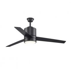 52 in. Integrated LED Indoor Black Modern Ceiling Fan with Light Kit and Wall Control Switch, 3-Blade by Bel Air Lighting