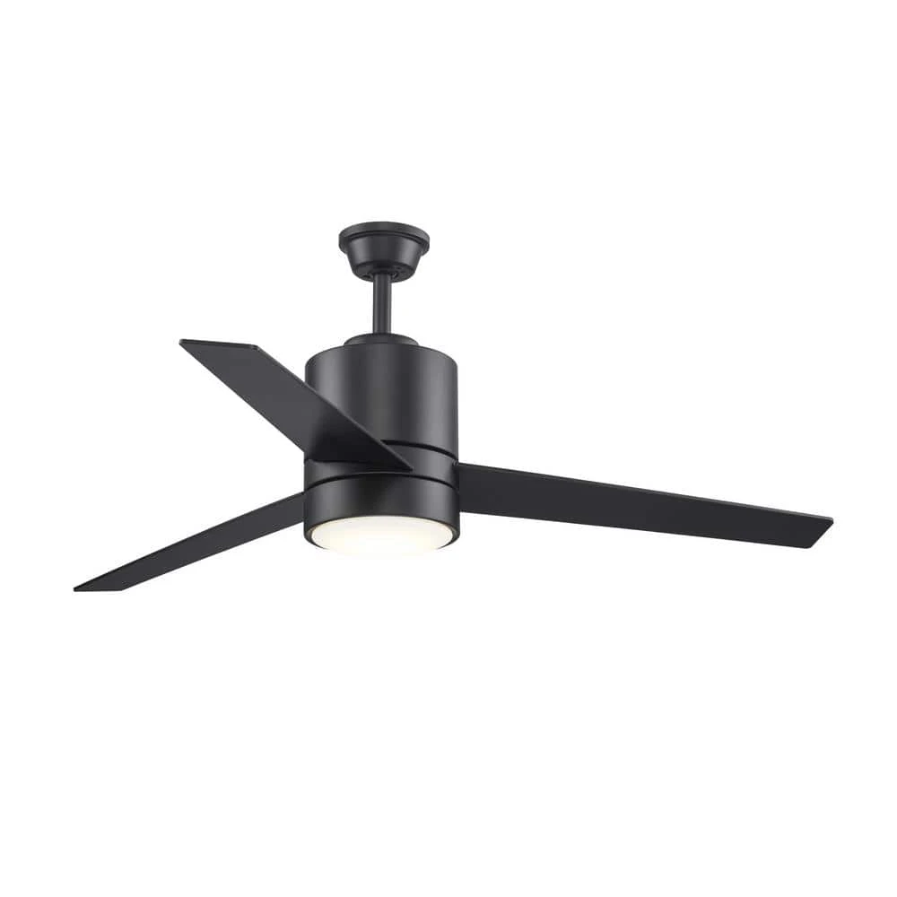52 in. Integrated LED Indoor Black Modern Ceiling Fan with Light Kit and Wall Control Switch, 3-Blade by Bel Air Lighting 2 52 in. Integrated LED Indoor Black Modern Ceiling Fan with Light Kit and Wall Control Switch, 3-Blade by Bel Air Lighting