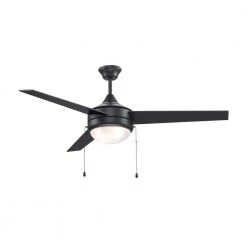 Cappleman 52 in. Indoor Black Modern Ceiling Fan with Light Kit Included, 3-Blade by Bel Air Lighting