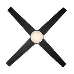 Cappleman 52 in. Integrated LED Indoor Black Ceiling Fan with Light Kit and Wall Control Switch, 4-Blade by Bel Air Lighting -GlowNest Shop black bel air lighting ceiling fans with lights f 1026 bk 1d 1000