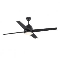 Cappleman 52 in. Integrated LED Indoor Black Ceiling Fan with Light Kit and Wall Control Switch, 4-Blade by Bel Air Lighting -GlowNest Shop black bel air lighting ceiling fans with lights f 1026 bk 4f 1000