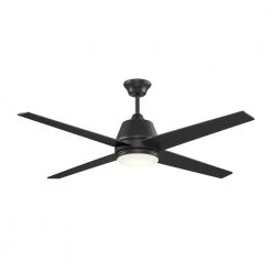 Cappleman 52 in. Integrated LED Indoor Black Ceiling Fan with Light Kit and Wall Control Switch, 4-Blade by Bel Air Lighting
