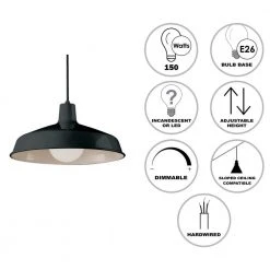 Sherman 1-Light Black Hanging Kitchen Hanging Kitchen Pendant Light with Metal Shade by Bel Air Lighting -GlowNest Shop black bel air lighting chandeliers 1100 bk 40 1000