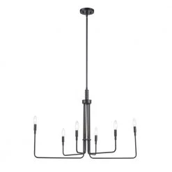 Charlotte 6-Light Black Chandelier for Dining Room or Kitchen Island by Bel Air Lighting