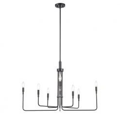 Charlotte 8-Light Black Chandelier for Dining Room or Kitchen Island by Bel Air Lighting