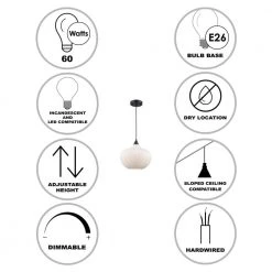 Aristo 1-Light Black Globe Hanging Kitchen Pendant Light with Frosted Glass Shade by Bel Air Lighting 13 Aristo 1-Light Black Globe Hanging Kitchen Pendant Light with Frosted Glass Shade by Bel Air Lighting -GlowNest Shop black bel air lighting chandeliers 16181 bk 40 1000