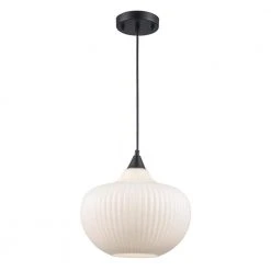 Aristo 1-Light Black Globe Hanging Kitchen Pendant Light with Frosted Glass Shade by Bel Air Lighting