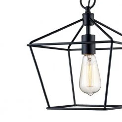 1-Light Black Farmhouse Hanging Kitchen Pendant Light with Metal Shade by Bel Air Lighting -GlowNest Shop black bel air lighting chandeliers 30262 bk 4f 1000