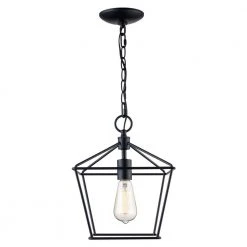 1-Light Black Farmhouse Hanging Kitchen Pendant Light with Metal Shade by Bel Air Lighting