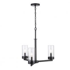 Meadowlark 3-Light Black Modern Kitchen or Dining Room Hanging Chandelier with Clear Glass Shades by Bel Air Lighting -GlowNest Shop black bel air lighting chandeliers 71735 3 bk c3 1000