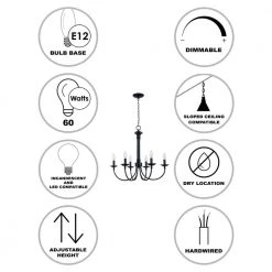 Candle 6-Light Black Farmhouse Chandelier for Dining Room by Bel Air Lighting -GlowNest Shop black bel air lighting chandeliers 9016 bk 40 1000