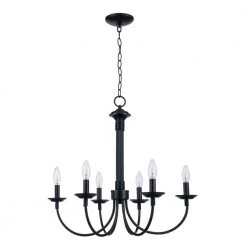 Candle 6-Light Black Farmhouse Chandelier for Dining Room by Bel Air Lighting