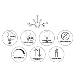 8-Light Black Hanging Sputnik Kitchen Pendant Light with Clear Glass Shades by Bel Air Lighting -GlowNest Shop black bel air lighting chandeliers pnd 2093 bk 40 1000