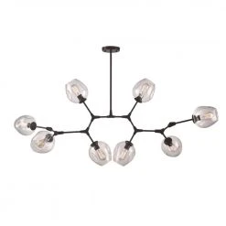 8-Light Black Hanging Sputnik Kitchen Pendant Light with Clear Glass Shades by Bel Air Lighting