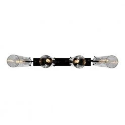 4-Light Black Hanging Kitchen Island Pendant Light with Clear Glass Shades by Bel Air Lighting -GlowNest Shop black bel air lighting chandeliers pnd 2156 bk 1d 1000