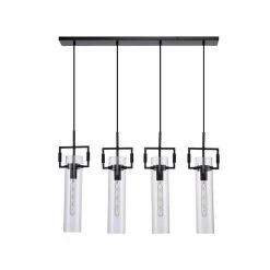 4-Light Black Hanging Kitchen Island Pendant Light with Clear Glass Shades by Bel Air Lighting -GlowNest Shop black bel air lighting chandeliers pnd 2156 bk c3 1000