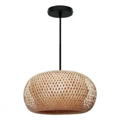 Bernice 18 in. 1-Light Black Bohemian Hanging Kitchen Pendant Light with Natural Rattan Shade by Bel Air Lighting -GlowNest Shop black bel air lighting chandeliers pnd 2164 c3 1000