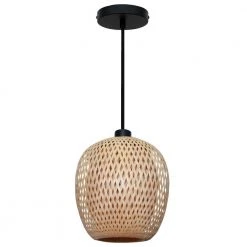 Bernice 10.25 in. 1-Light Black Bohemian Hanging Kitchen Pendant Light with Natural Rattan Shade by Bel Air Lighting -GlowNest Shop black bel air lighting chandeliers pnd 2166 c3 1000