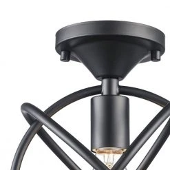 Viewridge 10 in. 1-Light Black Semi-Flush Mount with Metal Orb Shade by Bel Air Lighting -GlowNest Shop black bel air lighting flush mount lights 30271 bk 4f 1000