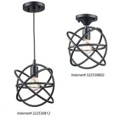 Viewridge 10 in. 1-Light Black Semi-Flush Mount with Metal Orb Shade by Bel Air Lighting -GlowNest Shop black bel air lighting flush mount lights 30271 bk a0 1000