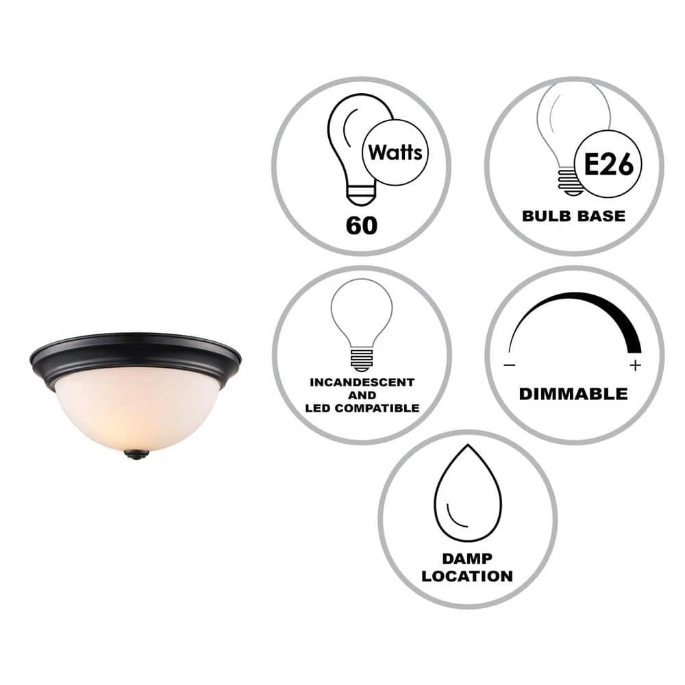 Mod Pod 11.5 in. 1-Light Black Flush Mount Kitchen Ceiling Light Fixture with Frosted Glass Shade by Bel Air Lighting 4 Mod Pod 11.5 in. 1-Light Black Flush Mount Kitchen Ceiling Light Fixture with Frosted Glass Shade by Bel Air Lighting - Image 2