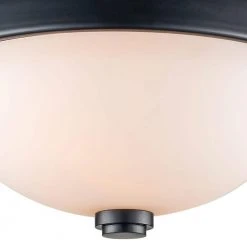 Mod Pod 13 in. 2-Light Black Flush Mount Kitchen Ceiling Light Fixture with Frosted Glass Shade by Bel Air Lighting -GlowNest Shop black bel air lighting flush mount lights 70526 13 bk 1f 1000