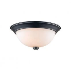 Mod Pod 13 in. 2-Light Black Flush Mount Kitchen Ceiling Light Fixture with Frosted Glass Shade by Bel Air Lighting