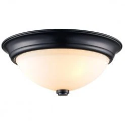 Mod Pod 15 in. 3-Light Black Flush Mount Kitchen Ceiling Light Fixture with Frosted Glass Shade by Bel Air Lighting