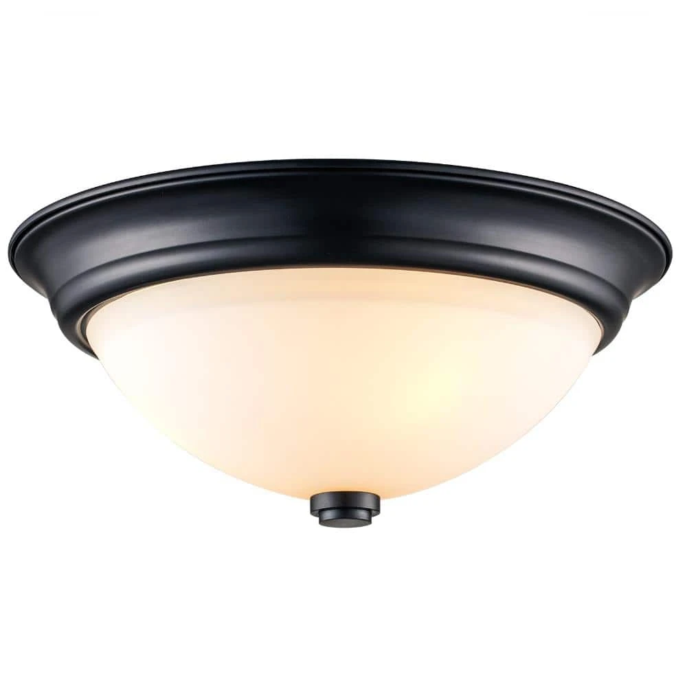 Mod Pod 15 in. 3-Light Black Flush Mount Kitchen Ceiling Light Fixture with Frosted Glass Shade by Bel Air Lighting 3 Mod Pod 15 in. 3-Light Black Flush Mount Kitchen Ceiling Light Fixture with Frosted Glass Shade by Bel Air Lighting