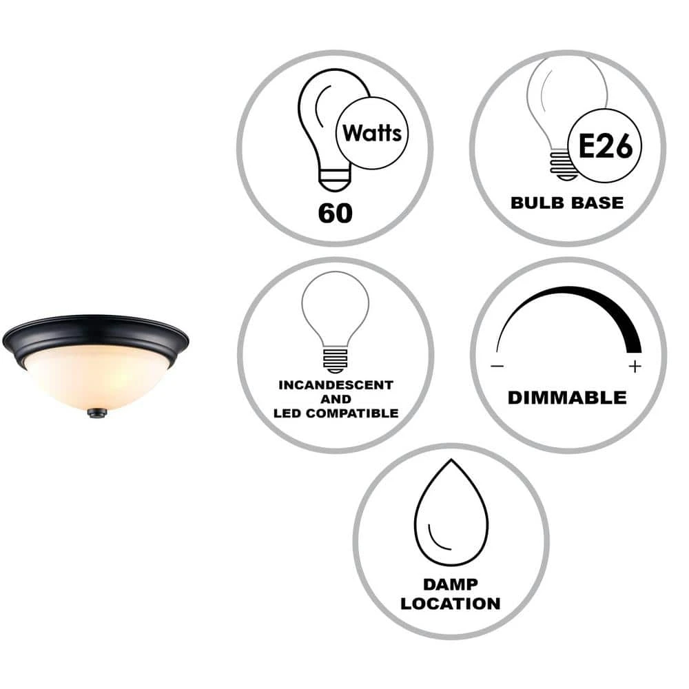 Mod Pod 15 in. 3-Light Black Flush Mount Kitchen Ceiling Light Fixture with Frosted Glass Shade by Bel Air Lighting 4 Mod Pod 15 in. 3-Light Black Flush Mount Kitchen Ceiling Light Fixture with Frosted Glass Shade by Bel Air Lighting - Image 2