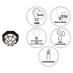 Benkert 9 in. 1-Light Black Outdoor Flush Mount Ceiling Light with Frosted Glass by Bel Air Lighting -GlowNest Shop black bel air lighting outdoor flush mount lights 40581 bk 40 1000