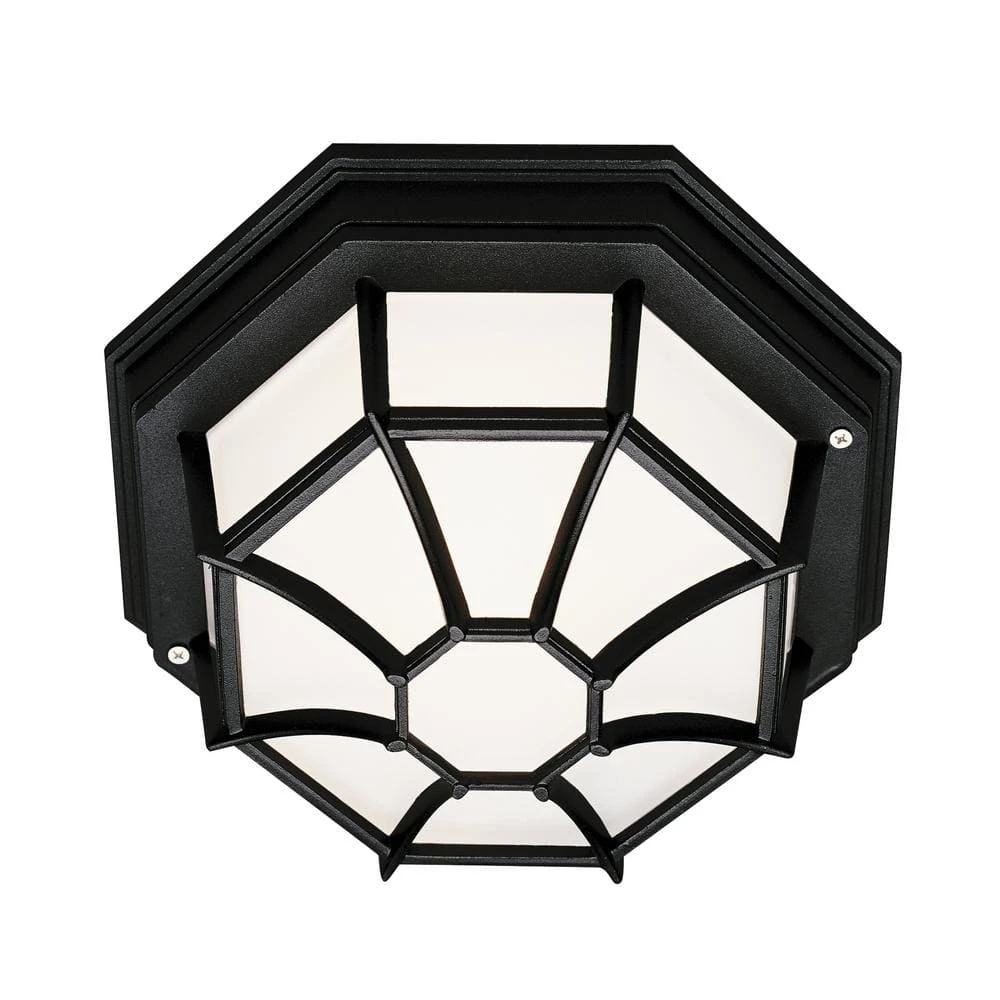 Benkert 11 in. 1-Light Black Outdoor Flush Mount Ceiling Light with Frosted Glass by Bel Air Lighting 3 Benkert 11 in. 1-Light Black Outdoor Flush Mount Ceiling Light with Frosted Glass by Bel Air Lighting