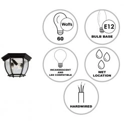 Angelus 11 in. 3-Light Black Outdoor Flush Mount Ceiling Light with Clear Glass by Bel Air Lighting 10 Angelus 11 in. 3-Light Black Outdoor Flush Mount Ceiling Light with Clear Glass by Bel Air Lighting -GlowNest Shop black bel air lighting outdoor flush mount lights 4906 bk 40 1000