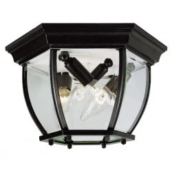 Angelus 13 in. 4-Light Black Outdoor Flush Mount Ceiling Light with Clear Glass by Bel Air Lighting
