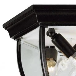 Angelus 13 in. 4-Light Black Outdoor Flush Mount Ceiling Light with Clear Glass by Bel Air Lighting -GlowNest Shop black bel air lighting outdoor flush mount lights 4907 bk c3 1000