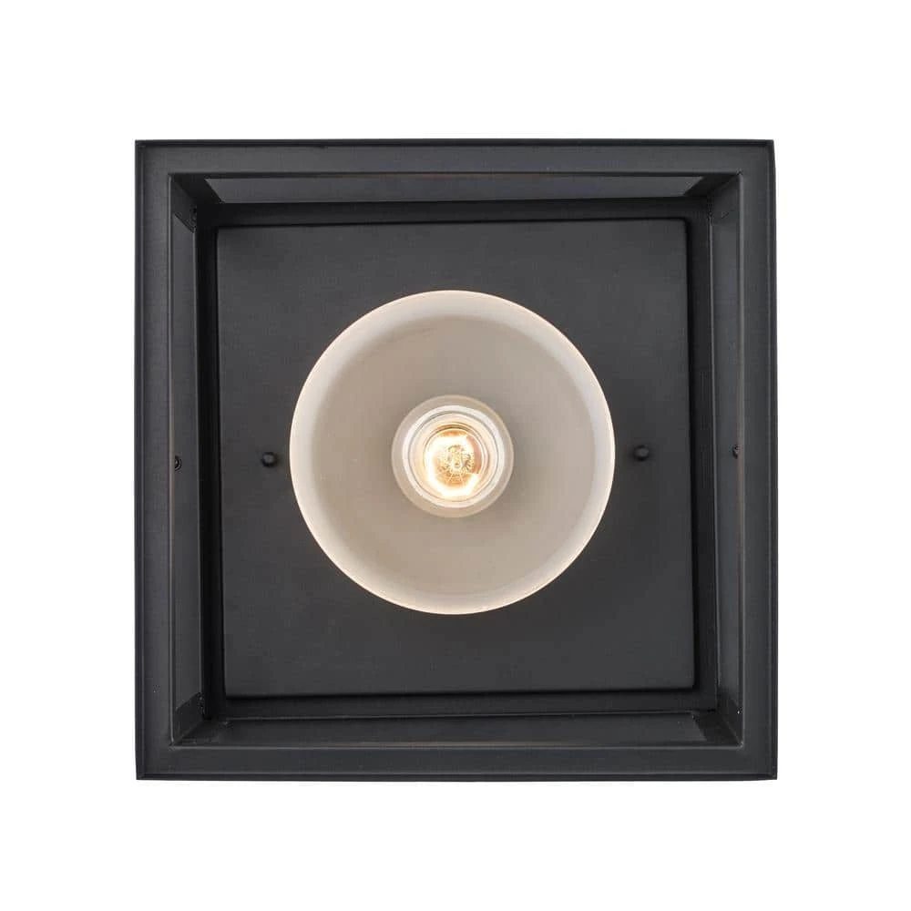 Shaakar 1-Light Black Outdoor Flush Mount Ceiling Light with Frosted Glass by Bel Air Lighting 7 Shaakar 1-Light Black Outdoor Flush Mount Ceiling Light with Frosted Glass by Bel Air Lighting - Image 5