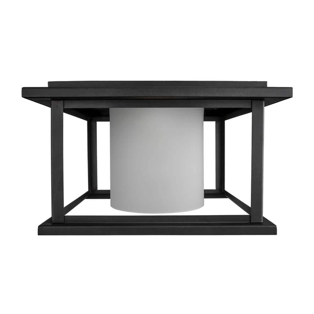 Shaakar 1-Light Black Outdoor Flush Mount Ceiling Light with Frosted Glass by Bel Air Lighting 9 Shaakar 1-Light Black Outdoor Flush Mount Ceiling Light with Frosted Glass by Bel Air Lighting - Image 7