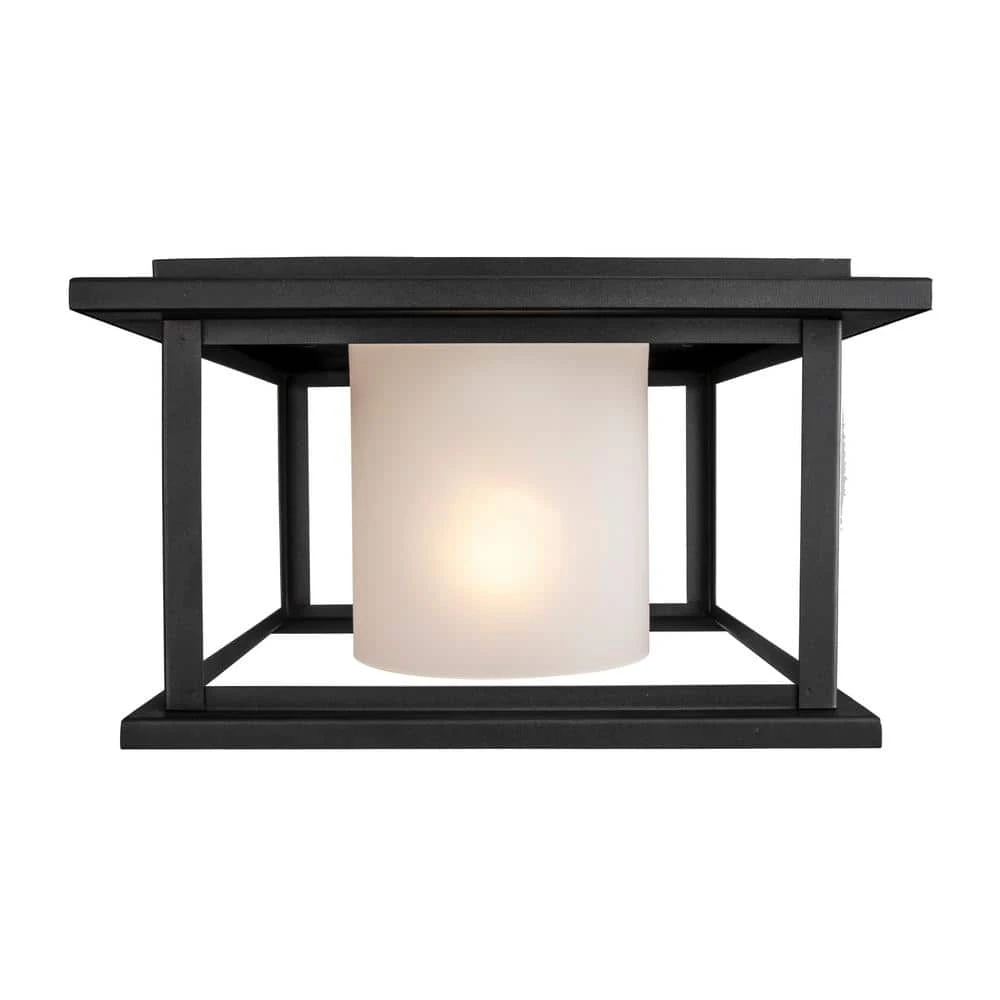 Shaakar 1-Light Black Outdoor Flush Mount Ceiling Light with Frosted Glass by Bel Air Lighting 8 Shaakar 1-Light Black Outdoor Flush Mount Ceiling Light with Frosted Glass by Bel Air Lighting - Image 6