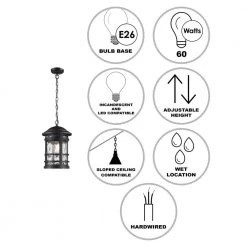 Boardwalk 15 in. 1-Light Black Hanging Outdoor Pendant Light with Water Glass by Bel Air Lighting -GlowNest Shop black bel air lighting outdoor pendant lights 40375 bk 40 1000