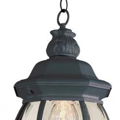 Parsons 1-Light Black Hanging Outdoor Pendant Light with Clear Glass by Bel Air Lighting -GlowNest Shop black bel air lighting outdoor pendant lights 4065 bk c3 1000