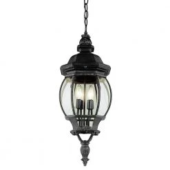 Parsons 4-Light Black Hanging Outdoor Pendant Light with Clear Glass by Bel Air Lighting