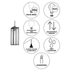 Oxford 20.25 in. 1-Light Black Hanging Outdoor Pendant Light with Clear Glass by Bel Air Lighting -GlowNest Shop black bel air lighting outdoor pendant lights 40758 bk 40 1000