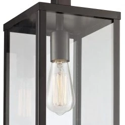 Oxford 20.25 in. 1-Light Black Hanging Outdoor Pendant Light with Clear Glass by Bel Air Lighting -GlowNest Shop black bel air lighting outdoor pendant lights 40758 bk 4f 1000