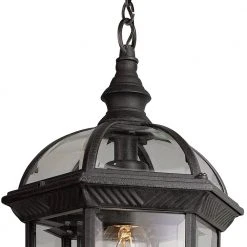 Wentworth 1-Light Black Hanging Outdoor Pendant Light with Clear Glass by Bel Air Lighting -GlowNest Shop black bel air lighting outdoor pendant lights 4183 bk c3 1000