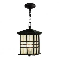 Huntington 2-Light Black Hanging Outdoor Pendant Light with Seeded Glass by Bel Air Lighting