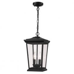 Turlock 2-Light Black Hanging Outdoor Pendant Light with Clear Glass by Bel Air Lighting